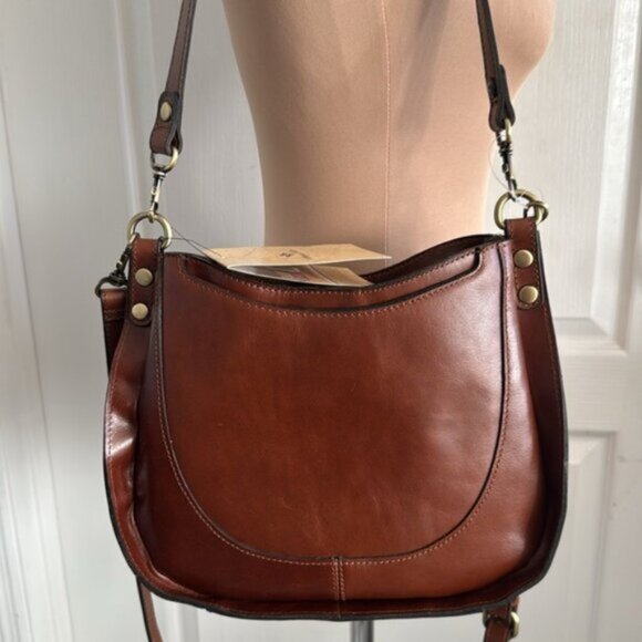 Patricia Nash Caletta Hobo Crossbody Handag Distessed VTG Leather Cognac - Picture 8 of 16